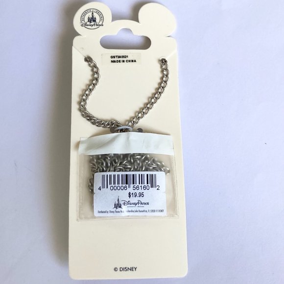 Vintage Disney Hidden Mickey Mouse Ears Locket Necklace Silver Tone Pink 30" - Picture 6 of 14